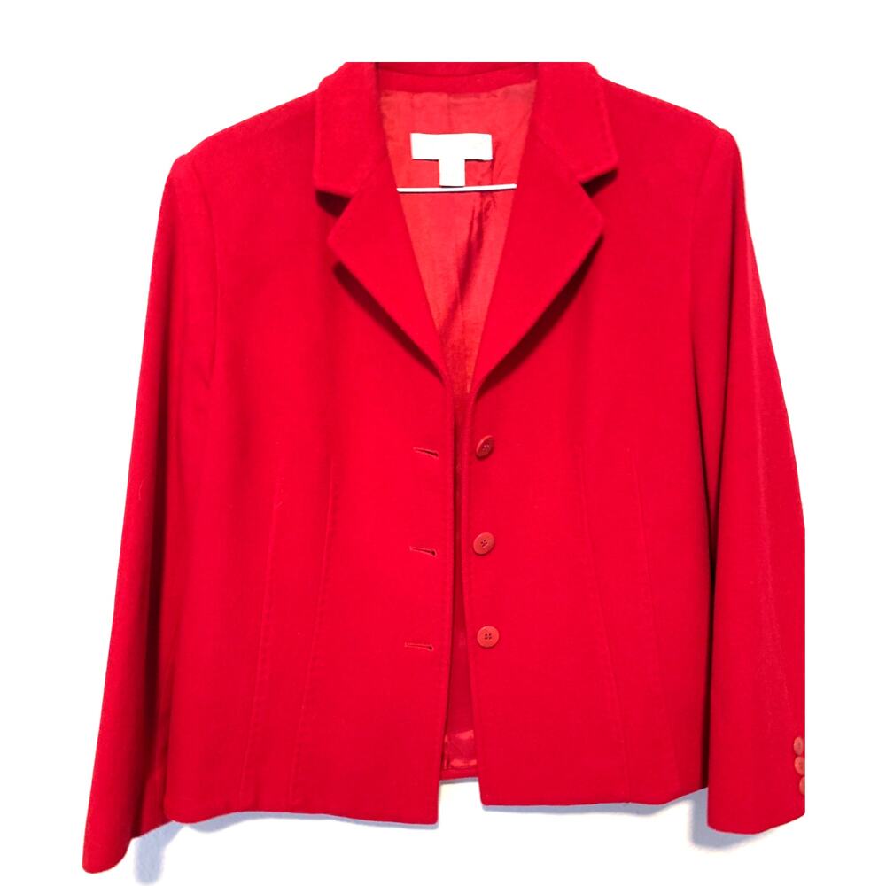 VTG Petite Sophisticate RED Wool Cashmere Blazer Old Money Quiet Lux SIZE 12